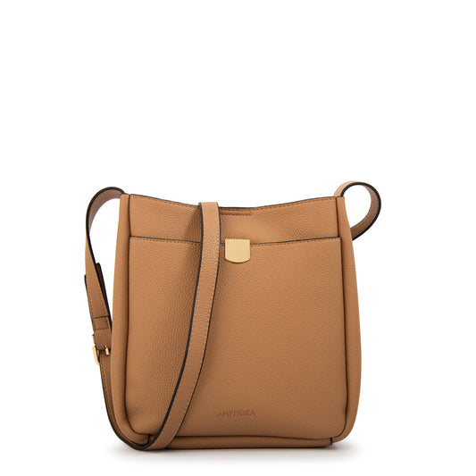 Cartera bandolera catalina pequeña beige oscuro