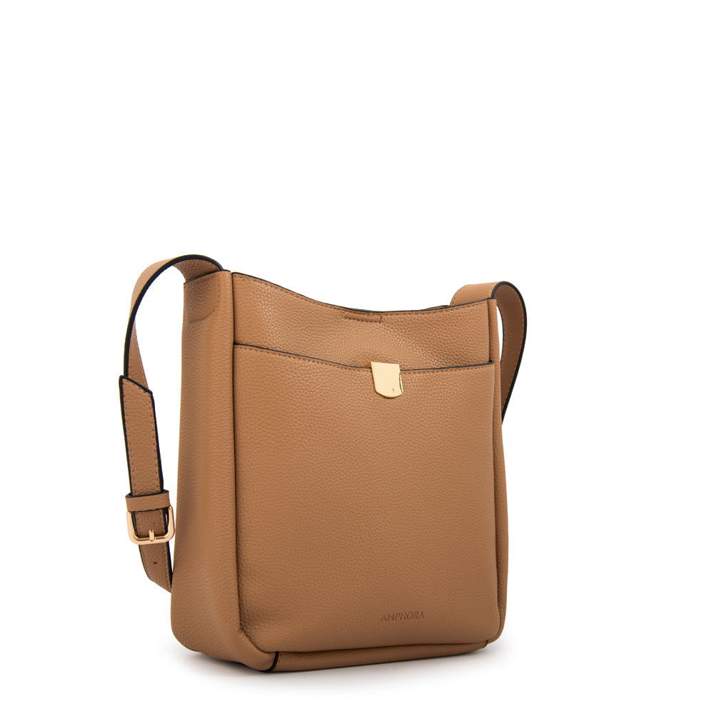 Cartera bandolera catalina pequeña beige oscuro