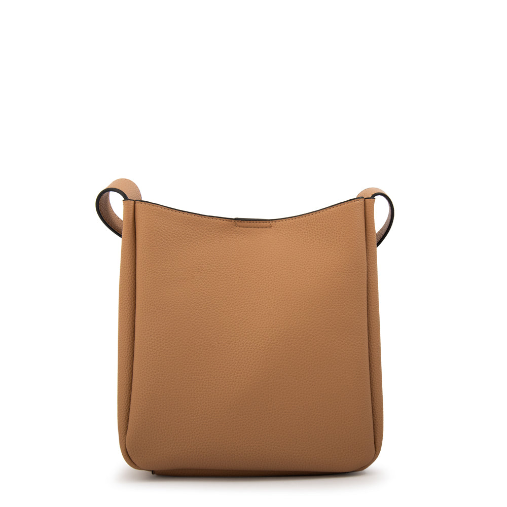 Cartera bandolera catalina pequeña beige oscuro