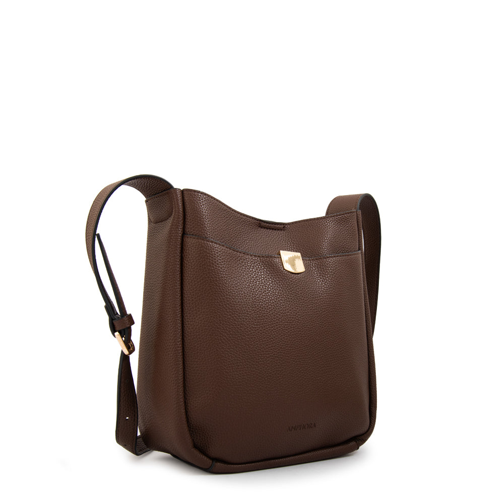Cartera bandolera catalina pequeña café oscuro