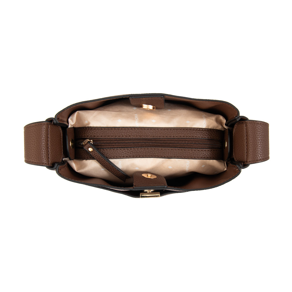 Cartera bandolera catalina pequeña café oscuro