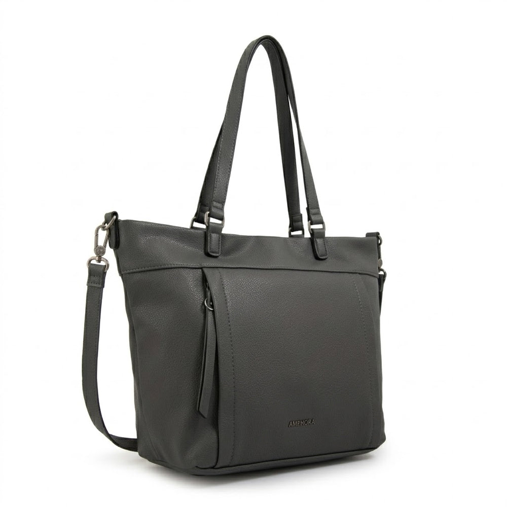 Cartera tote carolina grande gris oscuro