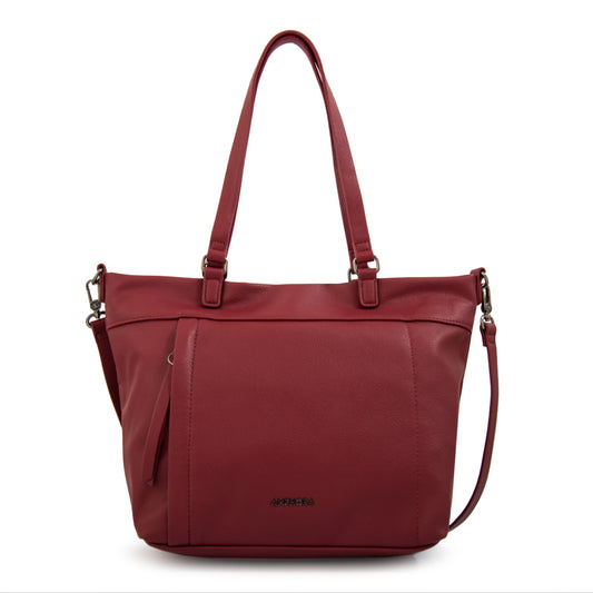 Cartera tote carolina grande rojo oscuro