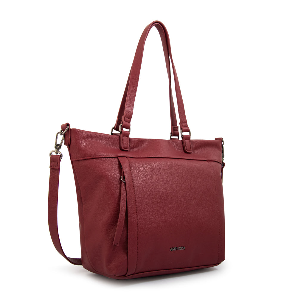 Cartera tote carolina grande rojo oscuro