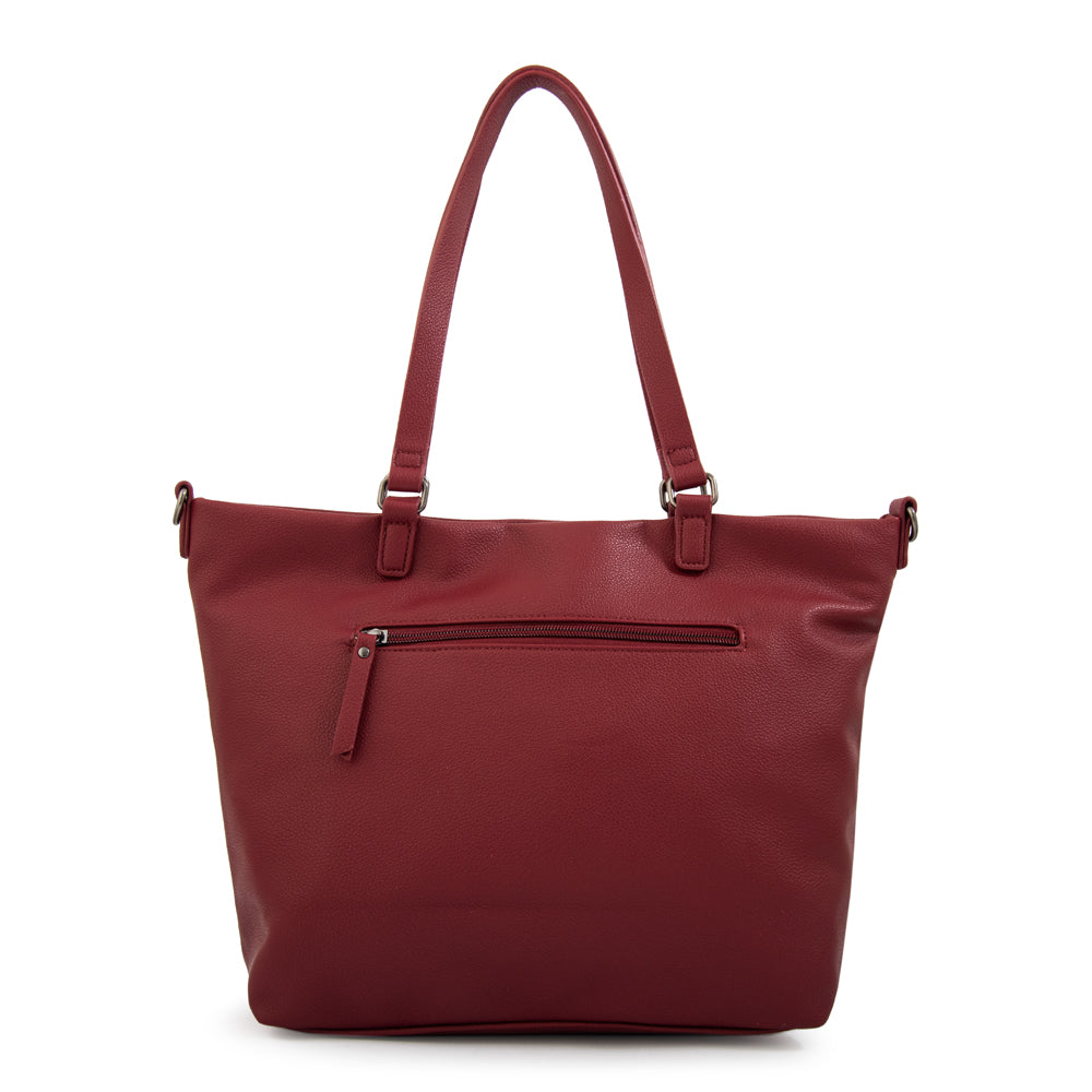 Cartera tote carolina grande rojo oscuro
