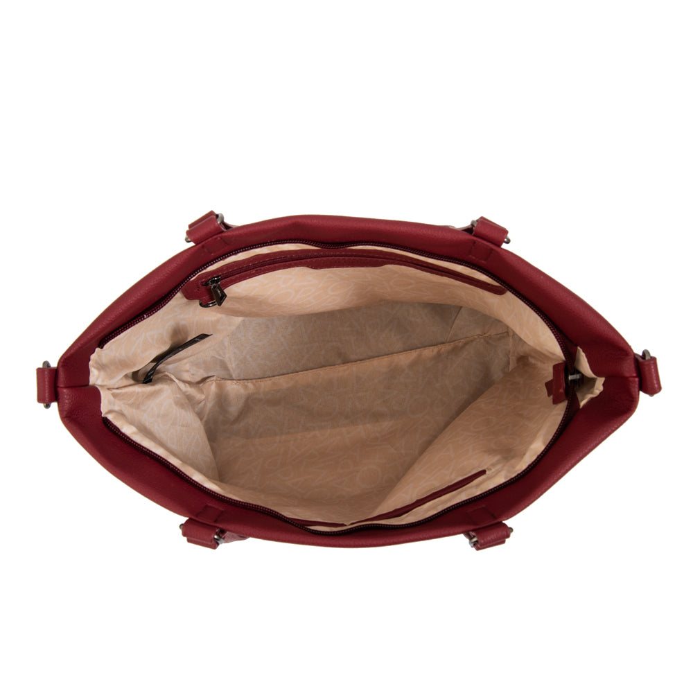 Cartera tote carolina grande rojo oscuro