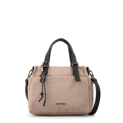 Cartera bandolera con dos asas julia mediana taupe