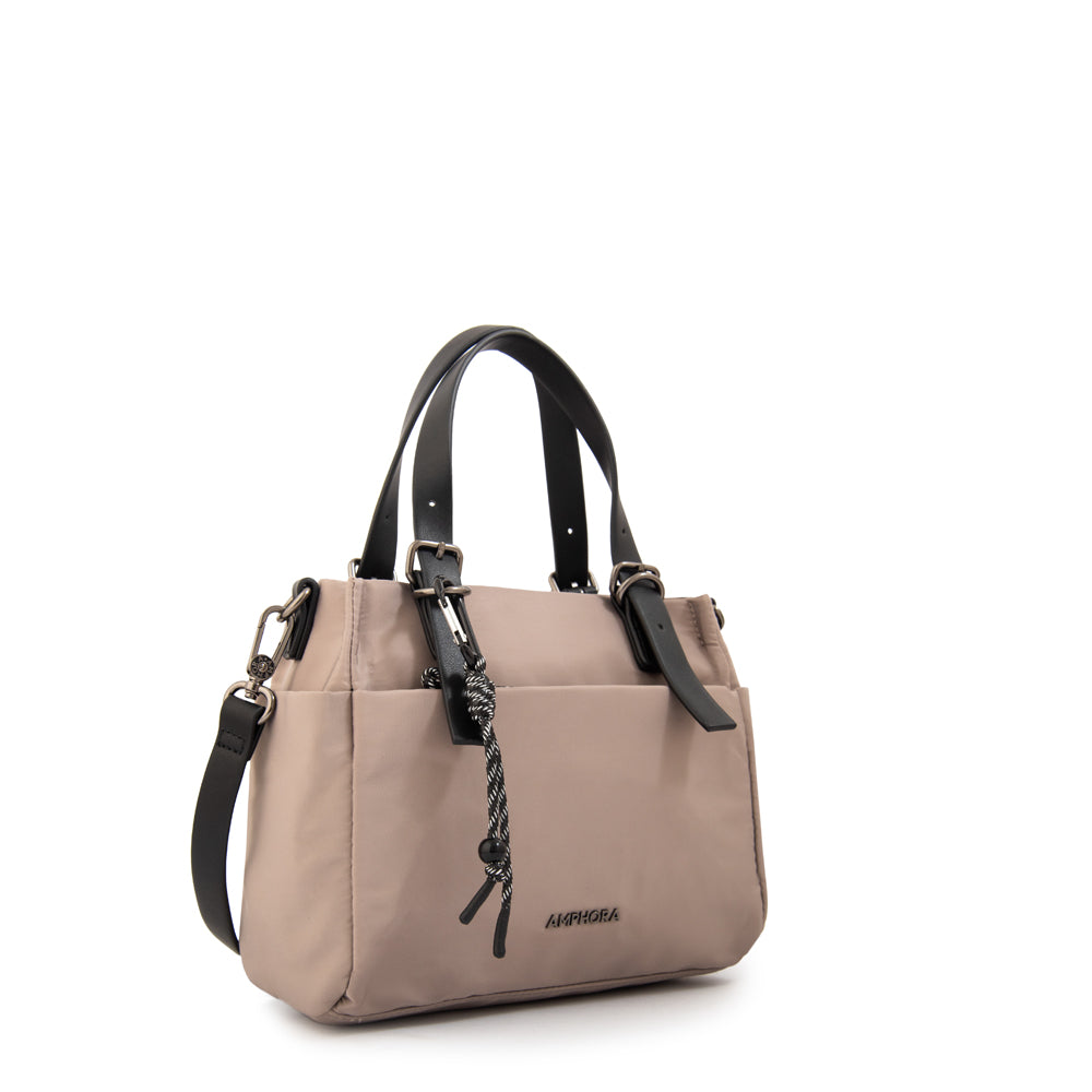 Cartera bandolera con dos asas julia mediana taupe