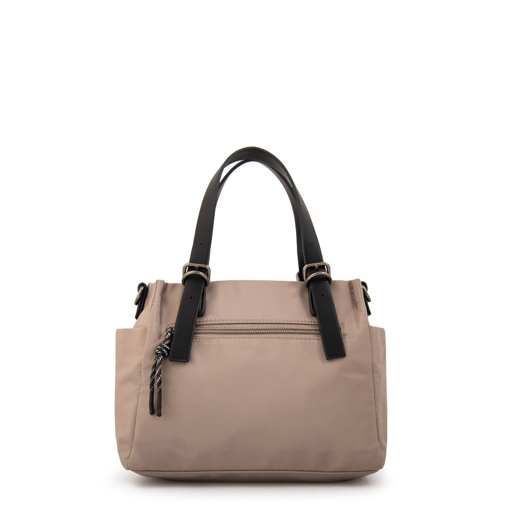 Cartera bandolera con dos asas julia mediana taupe