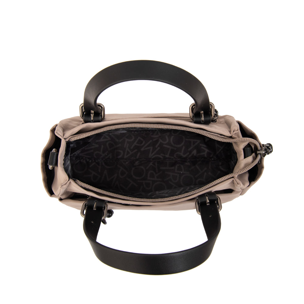 Cartera bandolera con dos asas julia mediana taupe