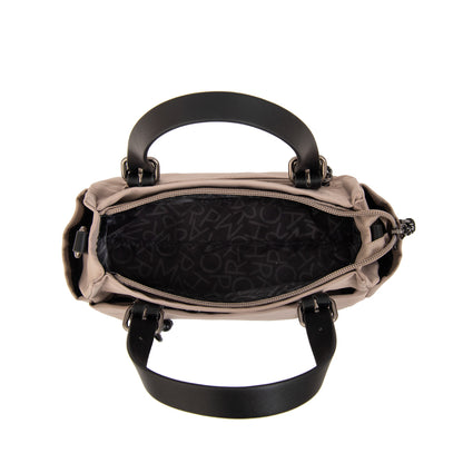 Cartera bandolera con dos asas julia mediana taupe