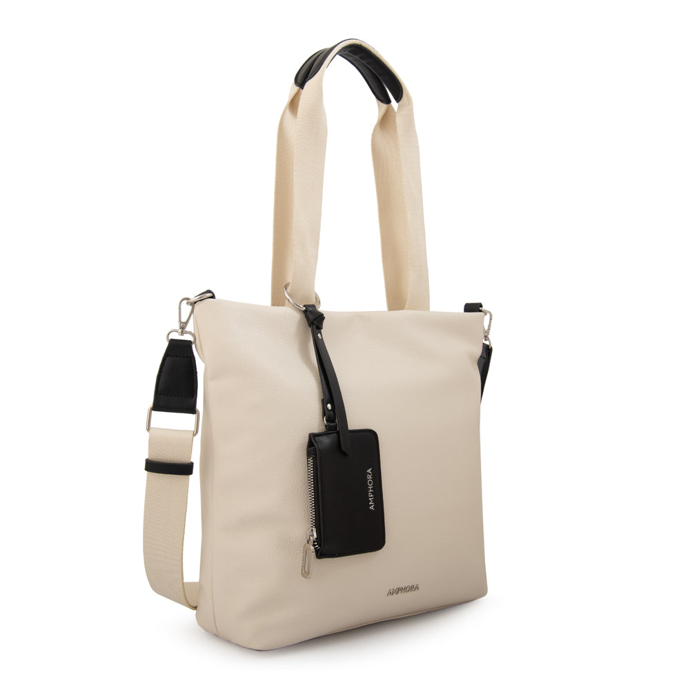 Cartera tote zoe mediana blanco crudo