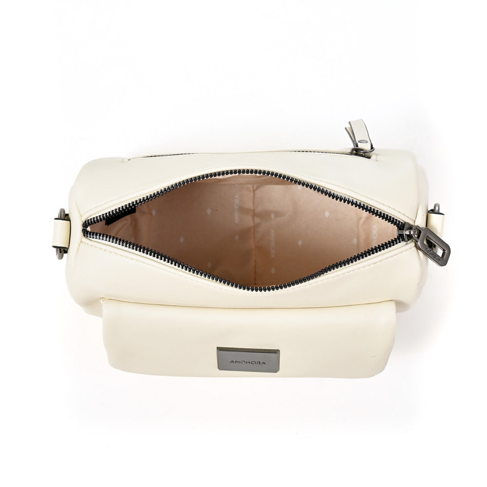 Cartera bandolera lara pequeña blanco crudo