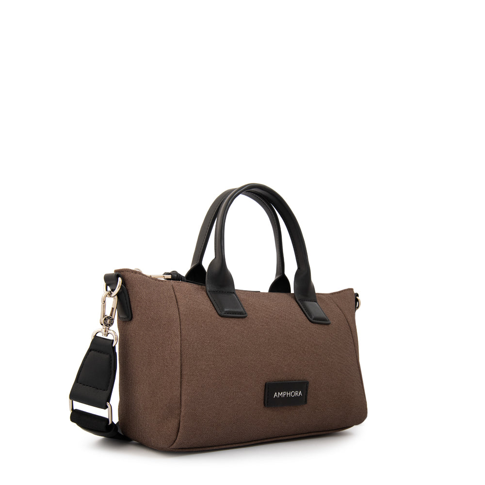 Cartera bandolera con asas emma mediana café oscuro