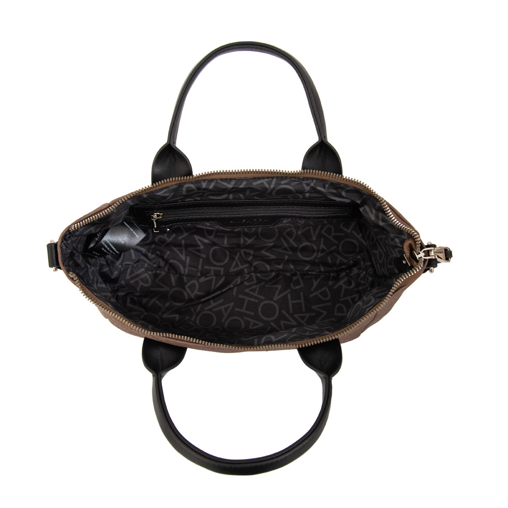 Cartera bandolera con asas emma mediana café oscuro