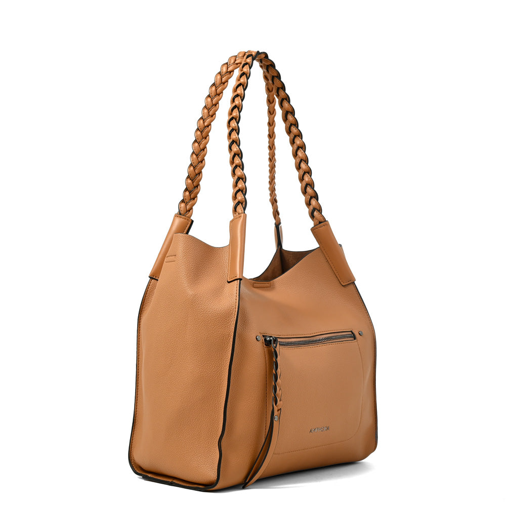 Cartera corte recto iris grande camel