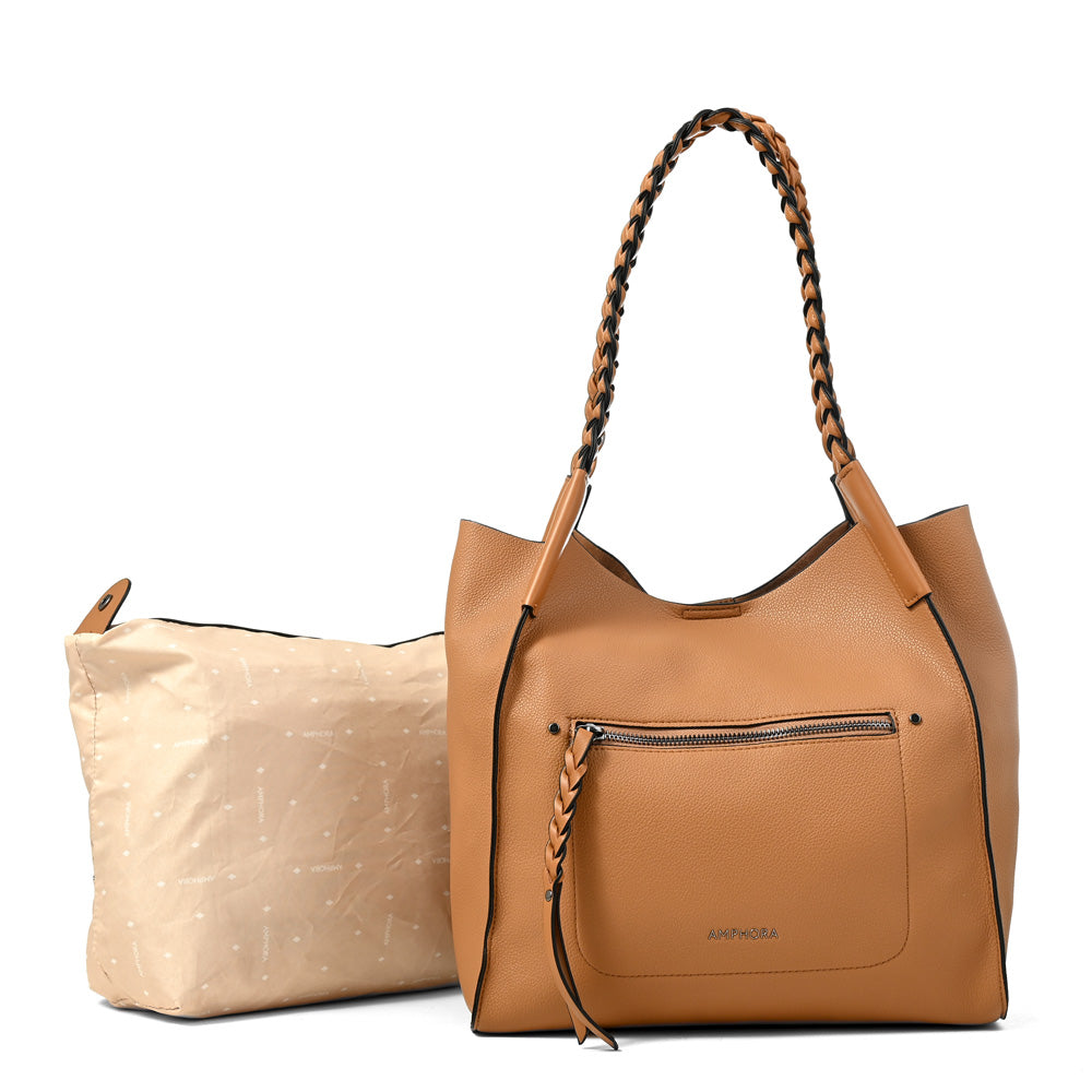 Cartera corte recto iris grande camel
