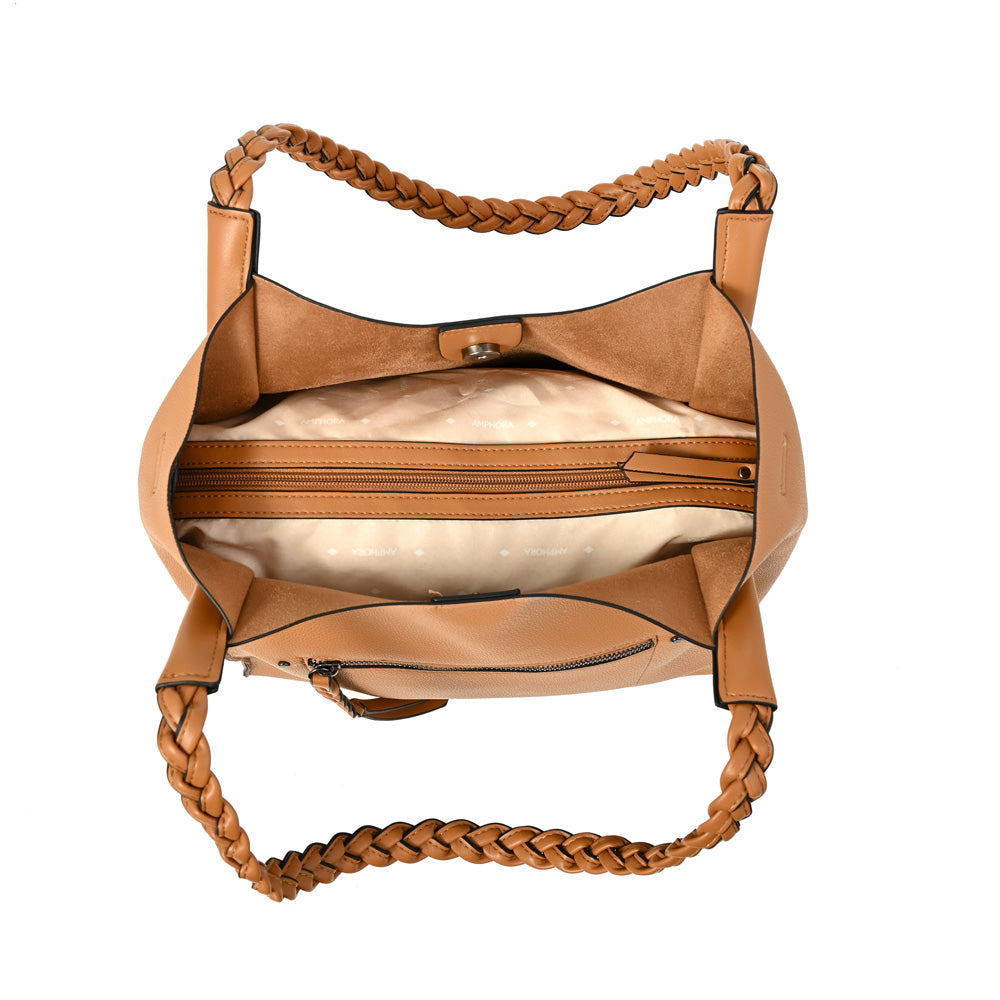 Cartera corte recto iris grande camel