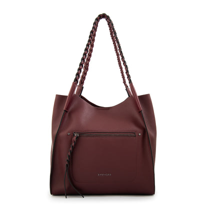 Cartera corte recto iris grande burdeo