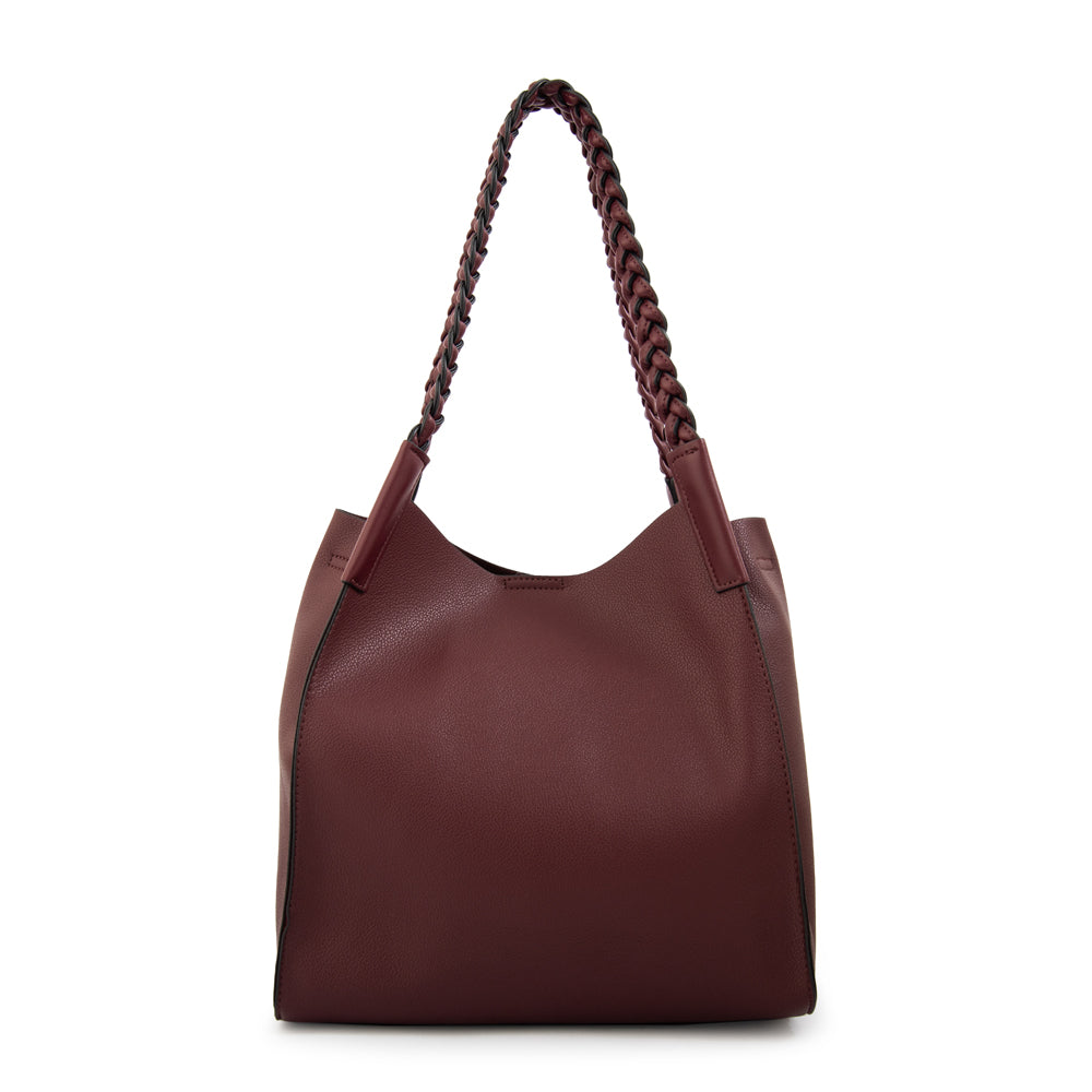 Cartera corte recto iris grande burdeo