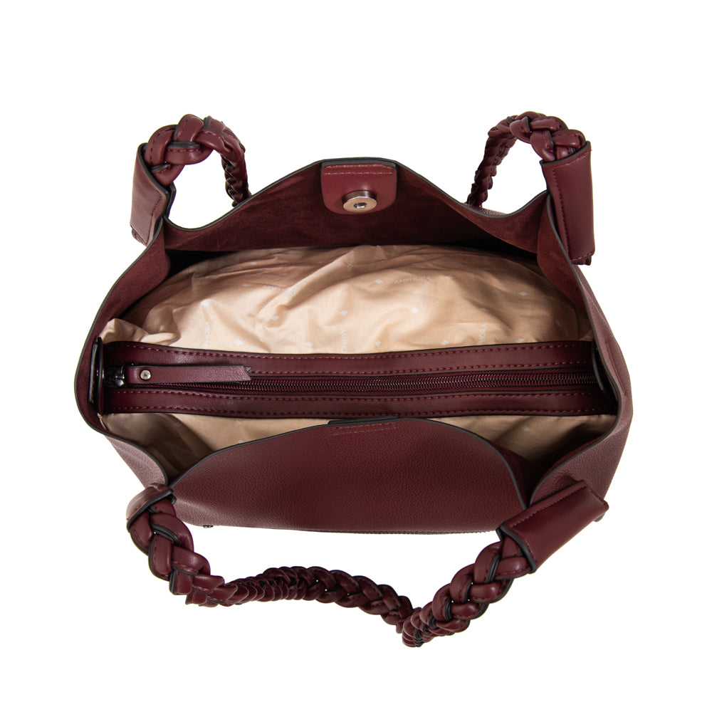 Cartera corte recto iris grande burdeo