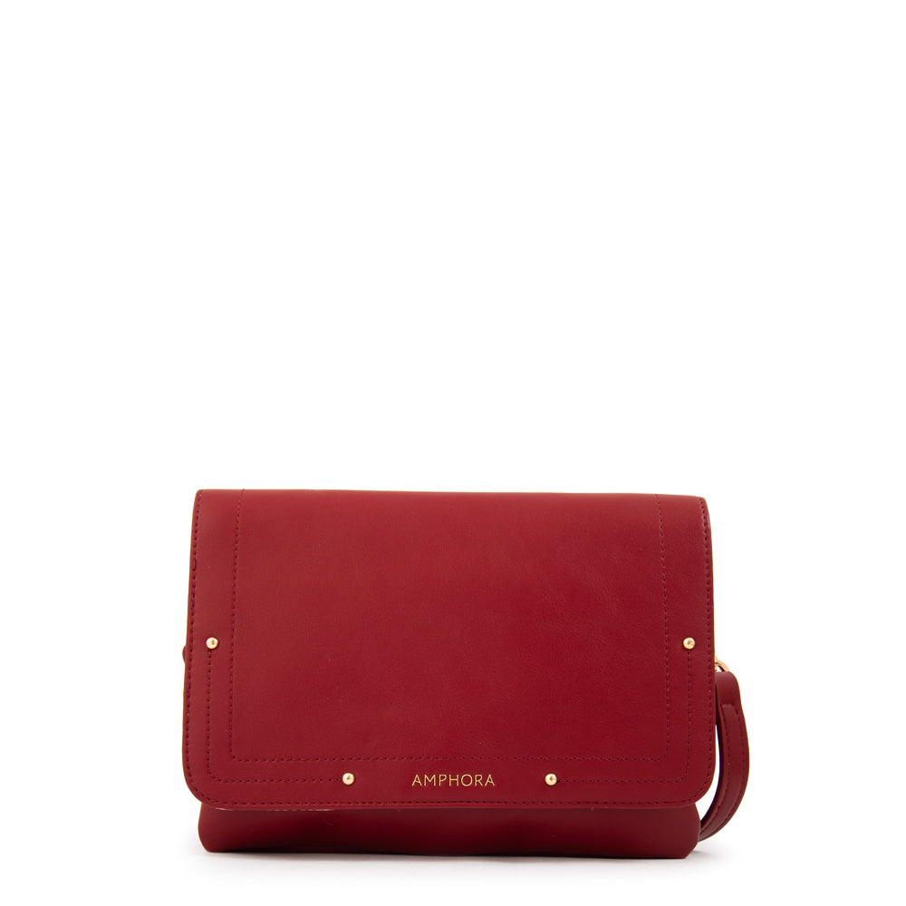Cartera bandolera graciela pequeña rojo oscuro