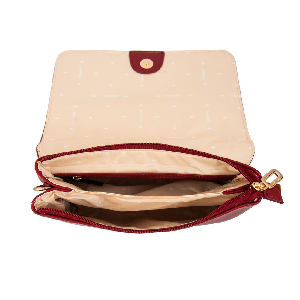 Cartera bandolera graciela pequeña rojo oscuro
