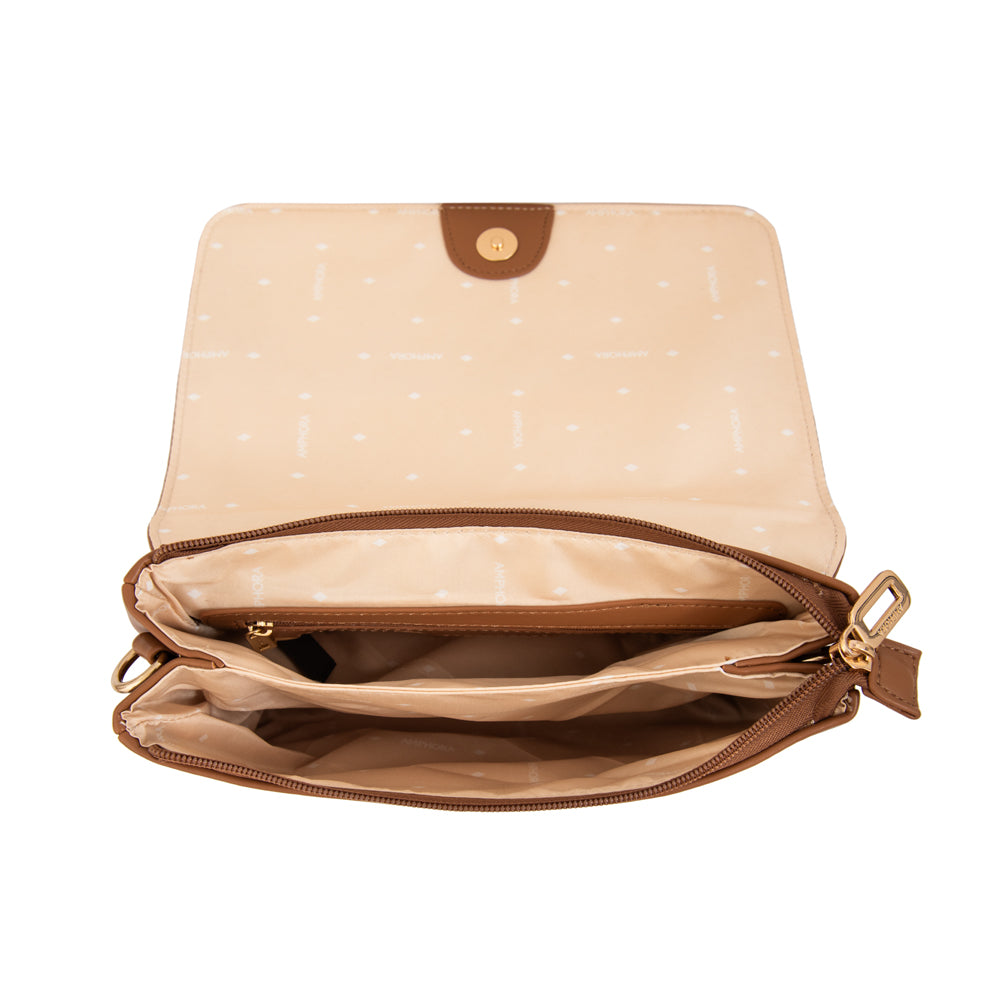 Cartera bandolera graciela pequeña camel