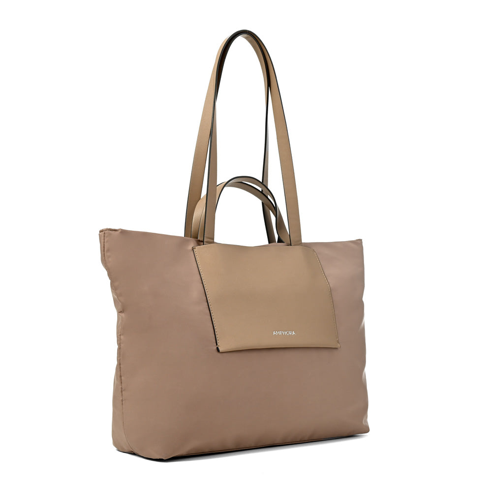 Cartera tote bote nadia grande beige oscuro
