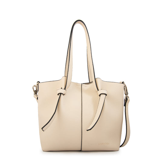 Cartera tote anna pequeña blanco crudo