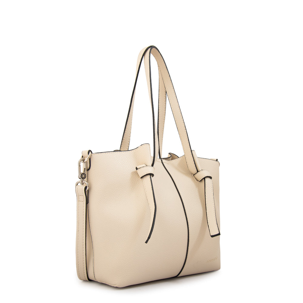 Cartera tote anna pequeña blanco crudo