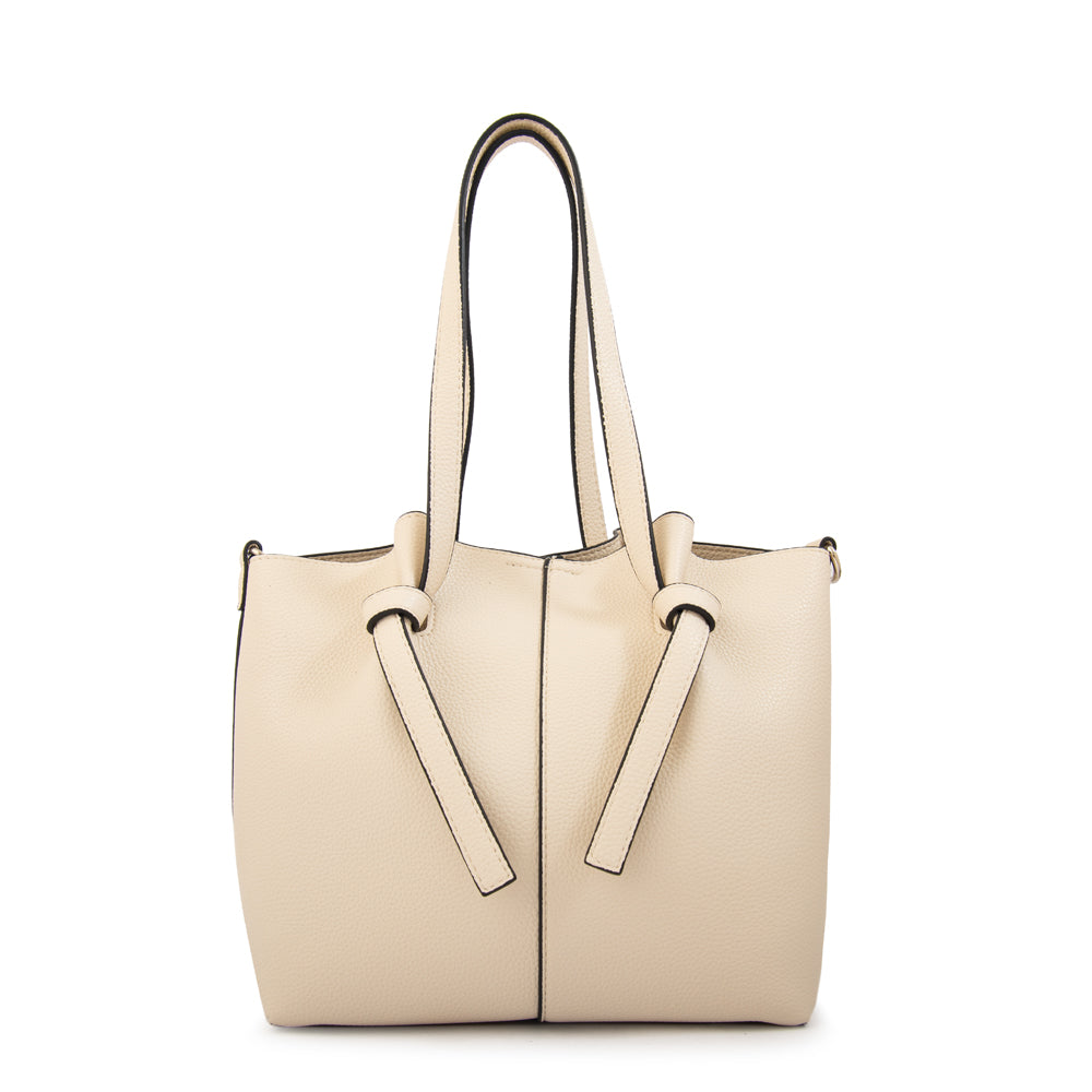 Cartera tote anna pequeña blanco crudo