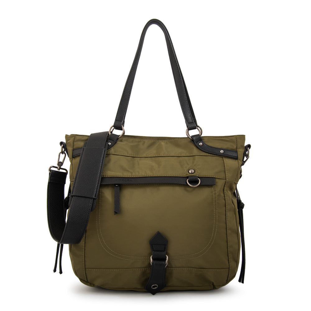 Cartera tote porta notebook tamara verde oliva