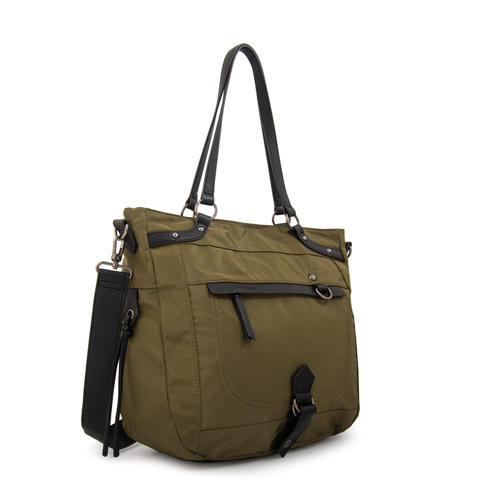 Cartera tote porta notebook tamara verde oliva