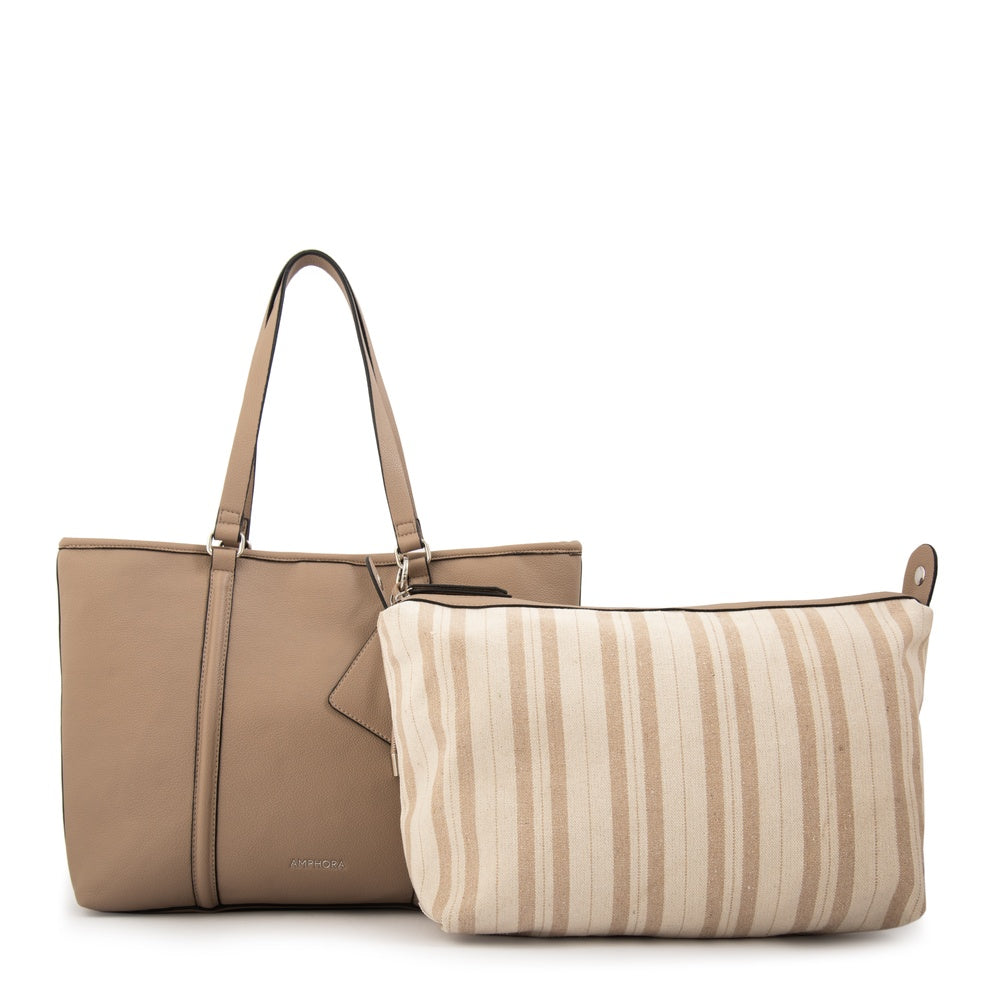 Cartera tote ursula grande beige oscuro