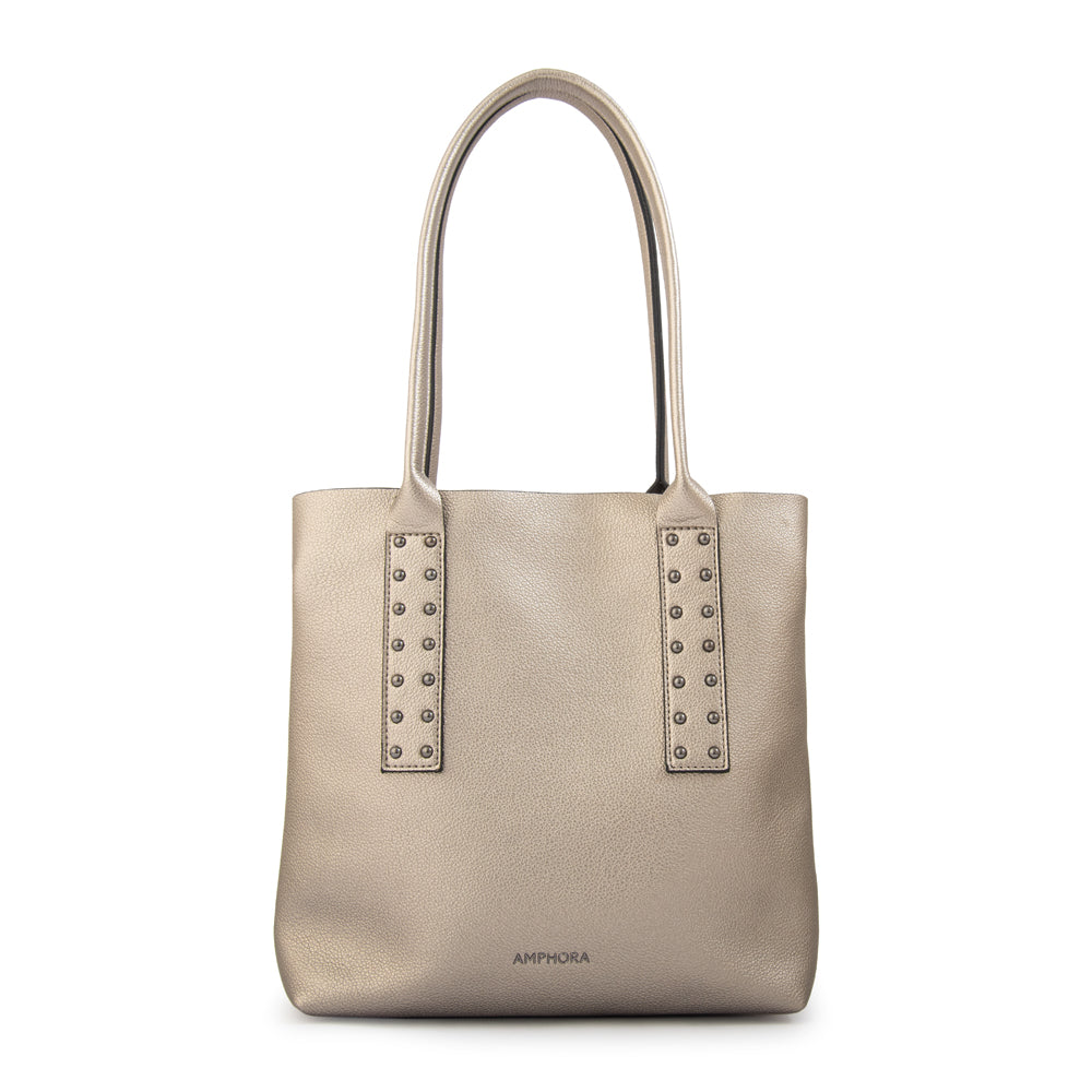 Cartera tote riona mediana plateado oscuro