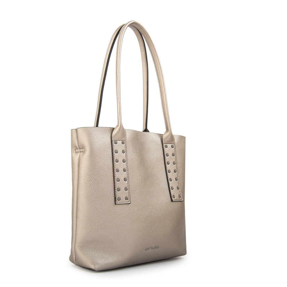 Cartera tote riona mediana plateado oscuro