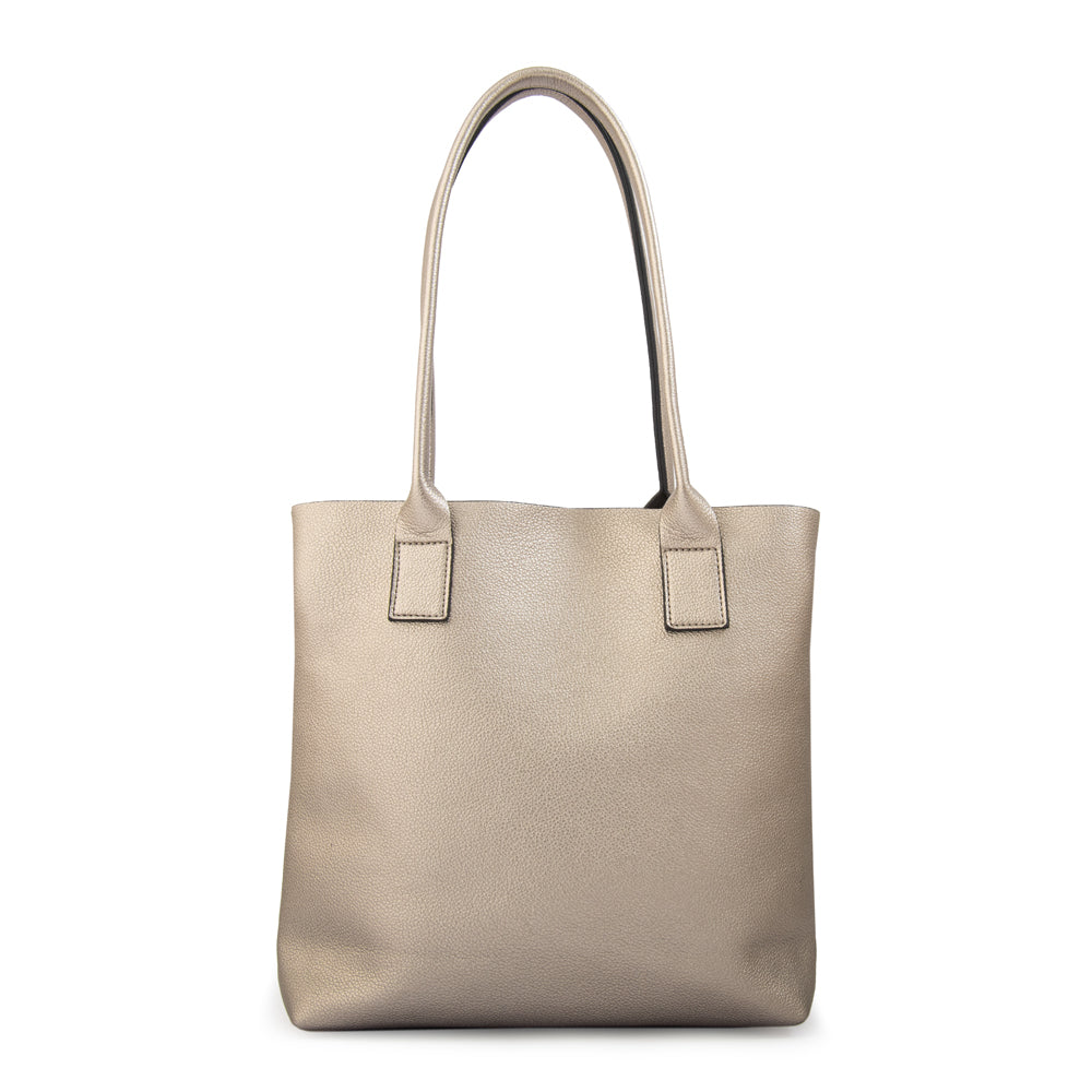 Cartera tote riona mediana plateado oscuro