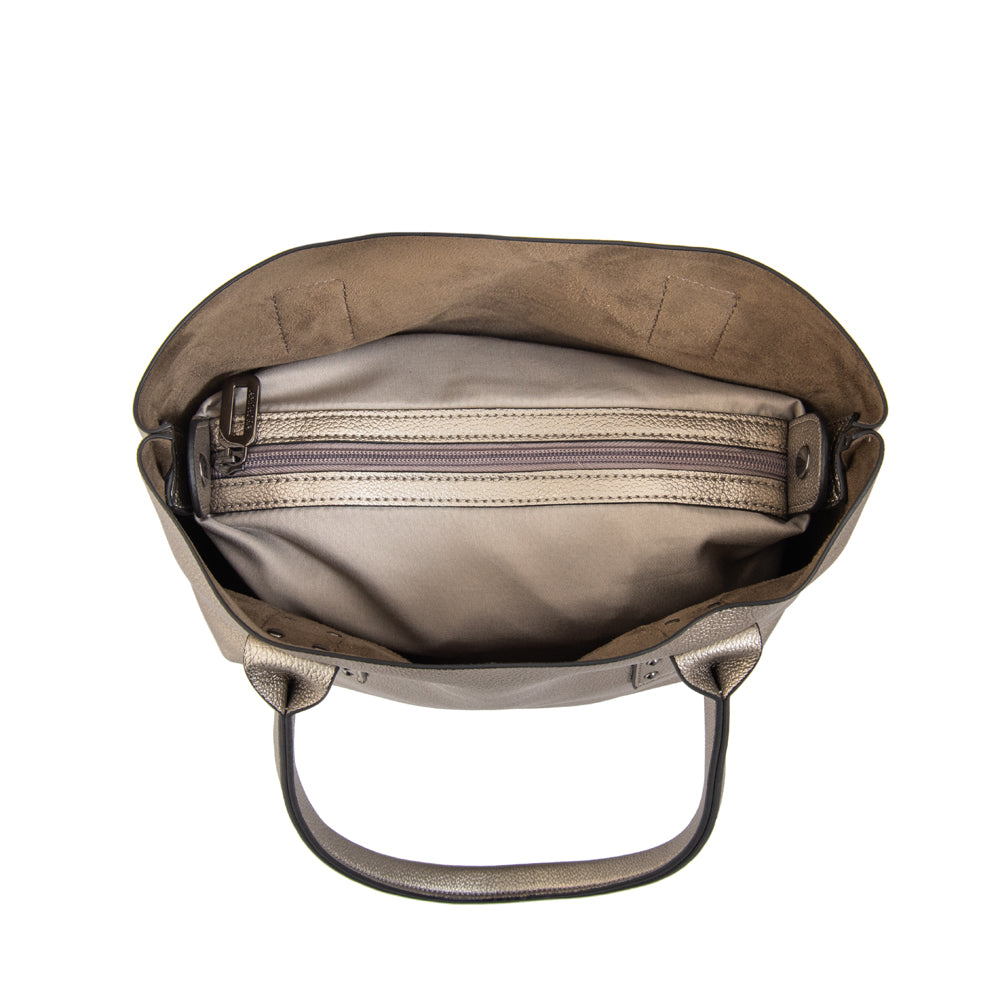 Cartera tote riona mediana plateado oscuro
