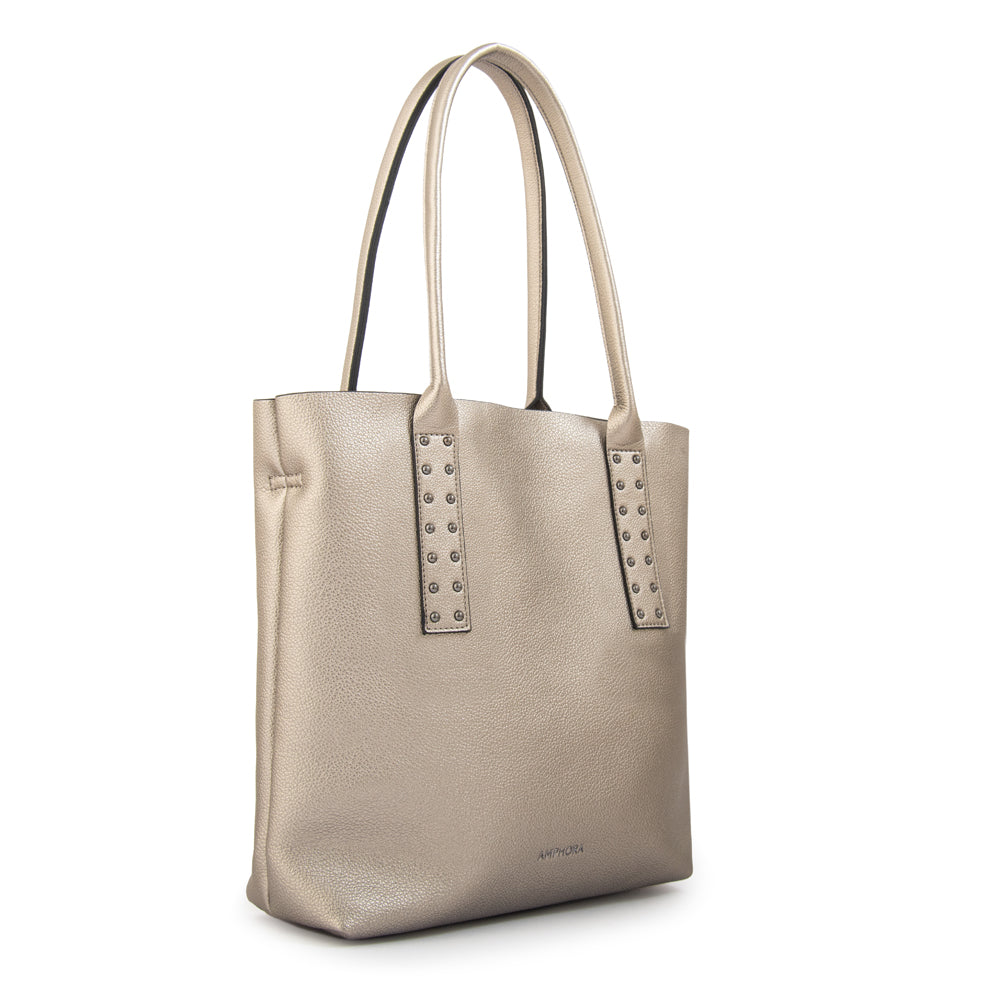 Cartera tote riona grande plateado oscuro