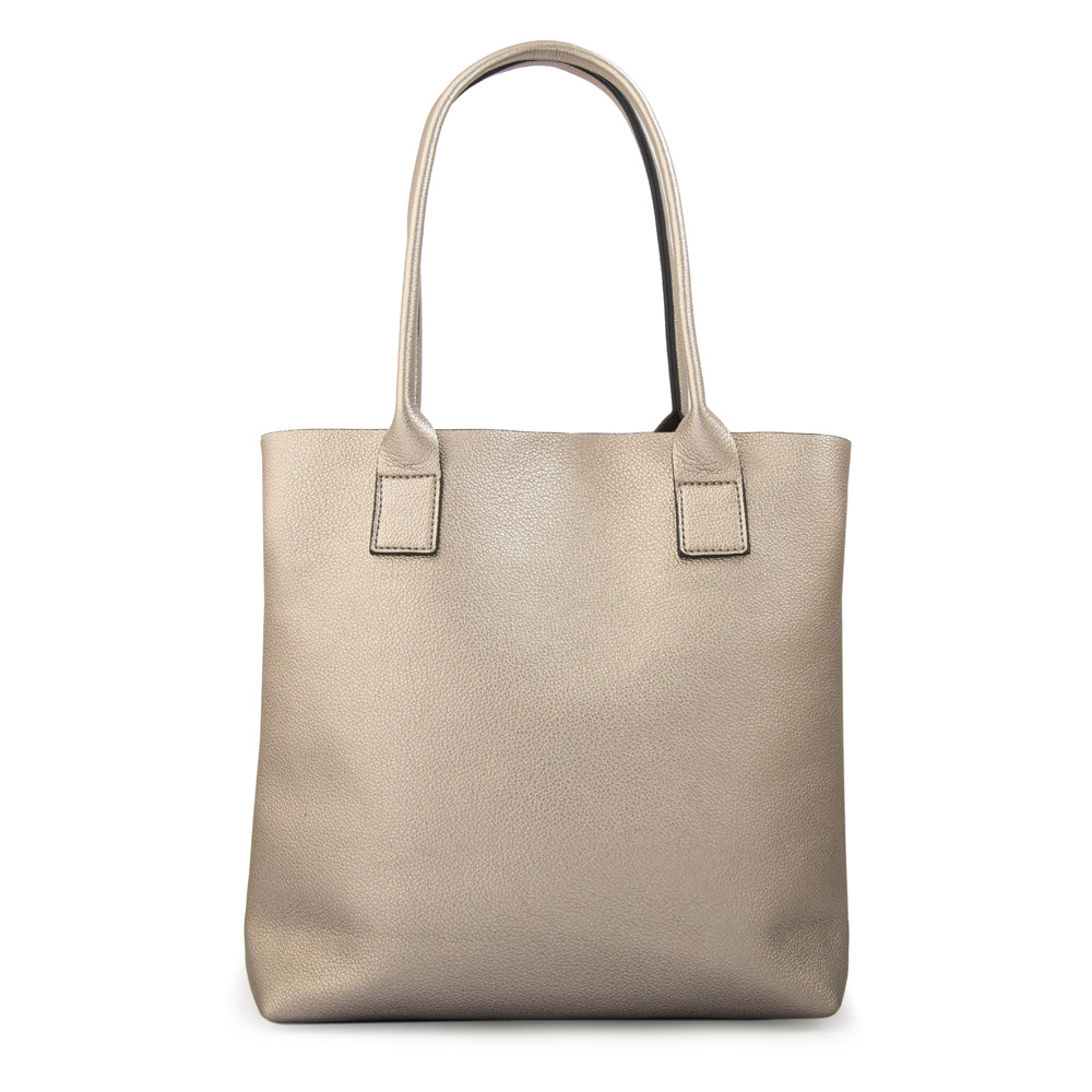 Cartera tote riona grande plateado oscuro