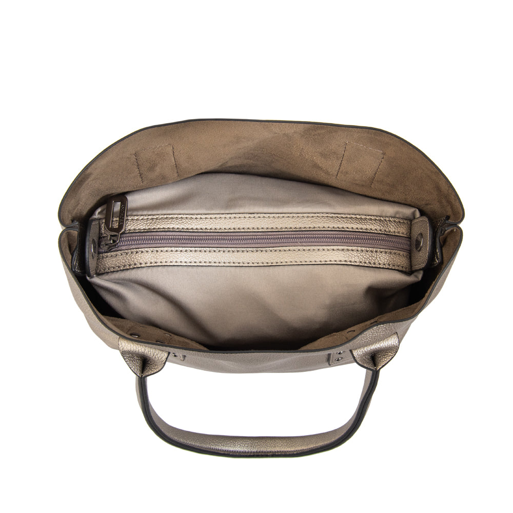 Cartera tote riona grande plateado oscuro