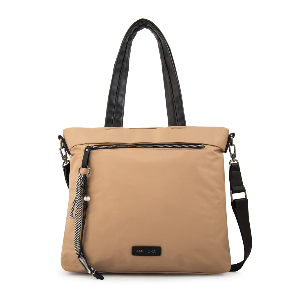 Cartera tote porta notebook kel taupe