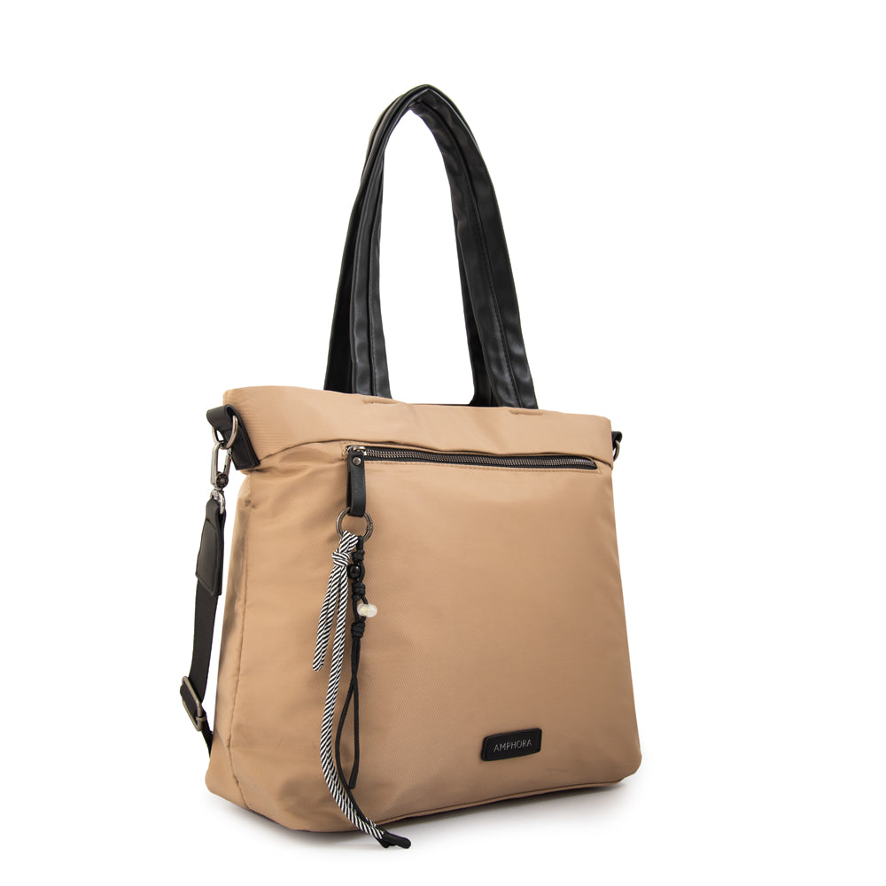 Cartera tote porta notebook kel taupe