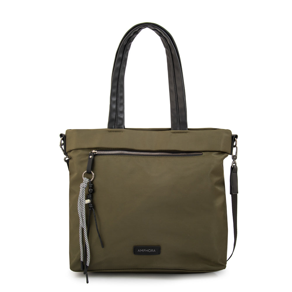 Cartera tote porta notebook kel verde oliva
