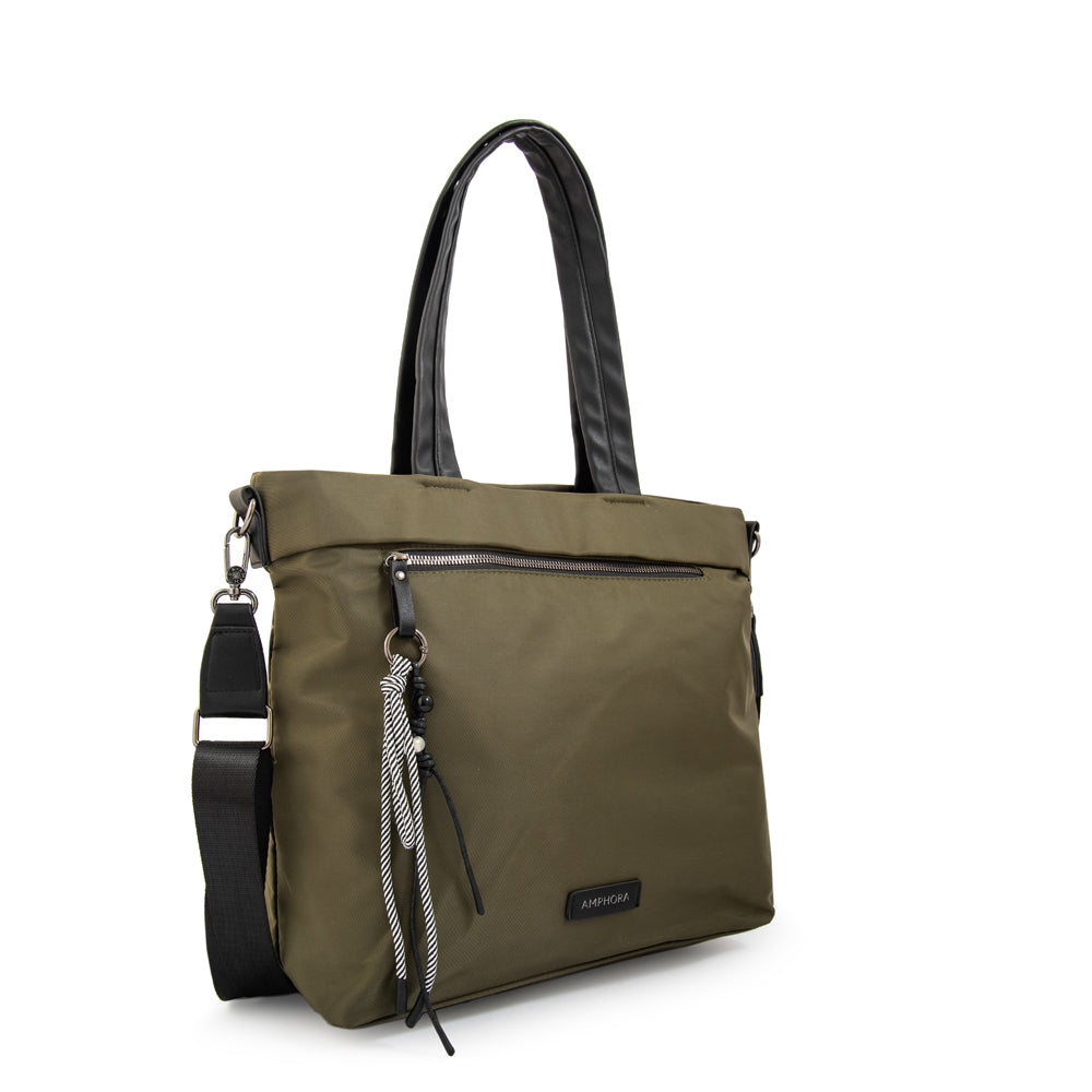 Cartera tote porta notebook kel verde oliva