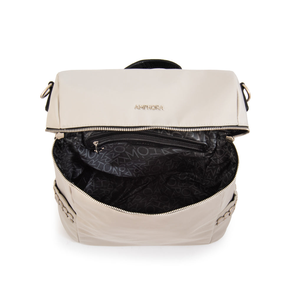 Mochila grande teriosa blanco crudo