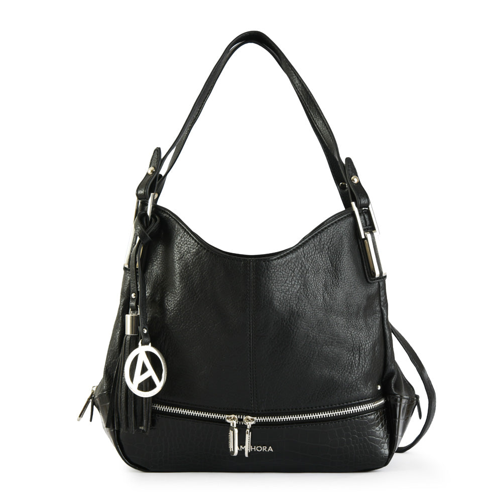 Cartera tote tres divisiones adelfa mediana negro especial