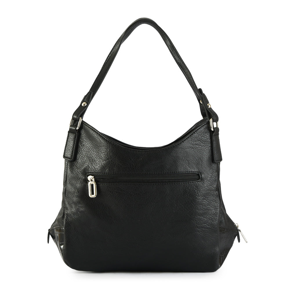 Cartera tote tres divisiones adelfa mediana negro especial