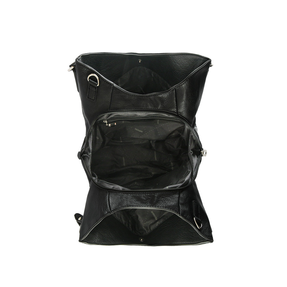 Cartera tote tres divisiones adelfa mediana negro especial
